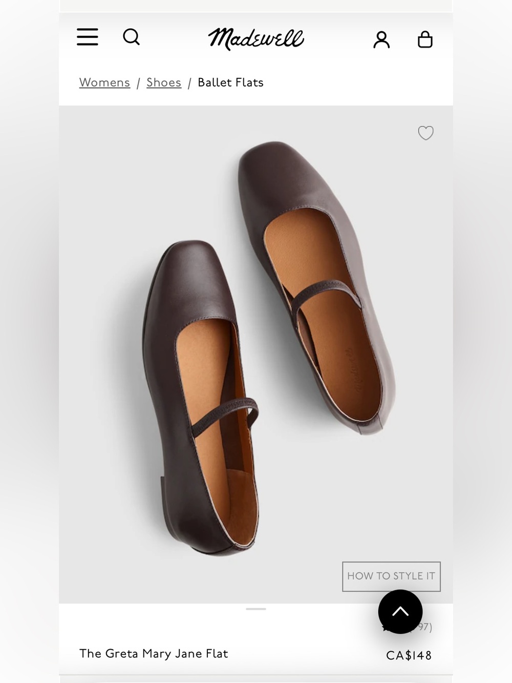 Madewell Greta Mary Jane Flats in Dark Brown Leather